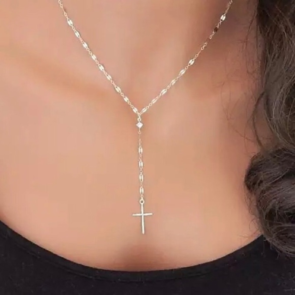 3 for $25 cross with cz tassel necklace - Picture 3 of 8